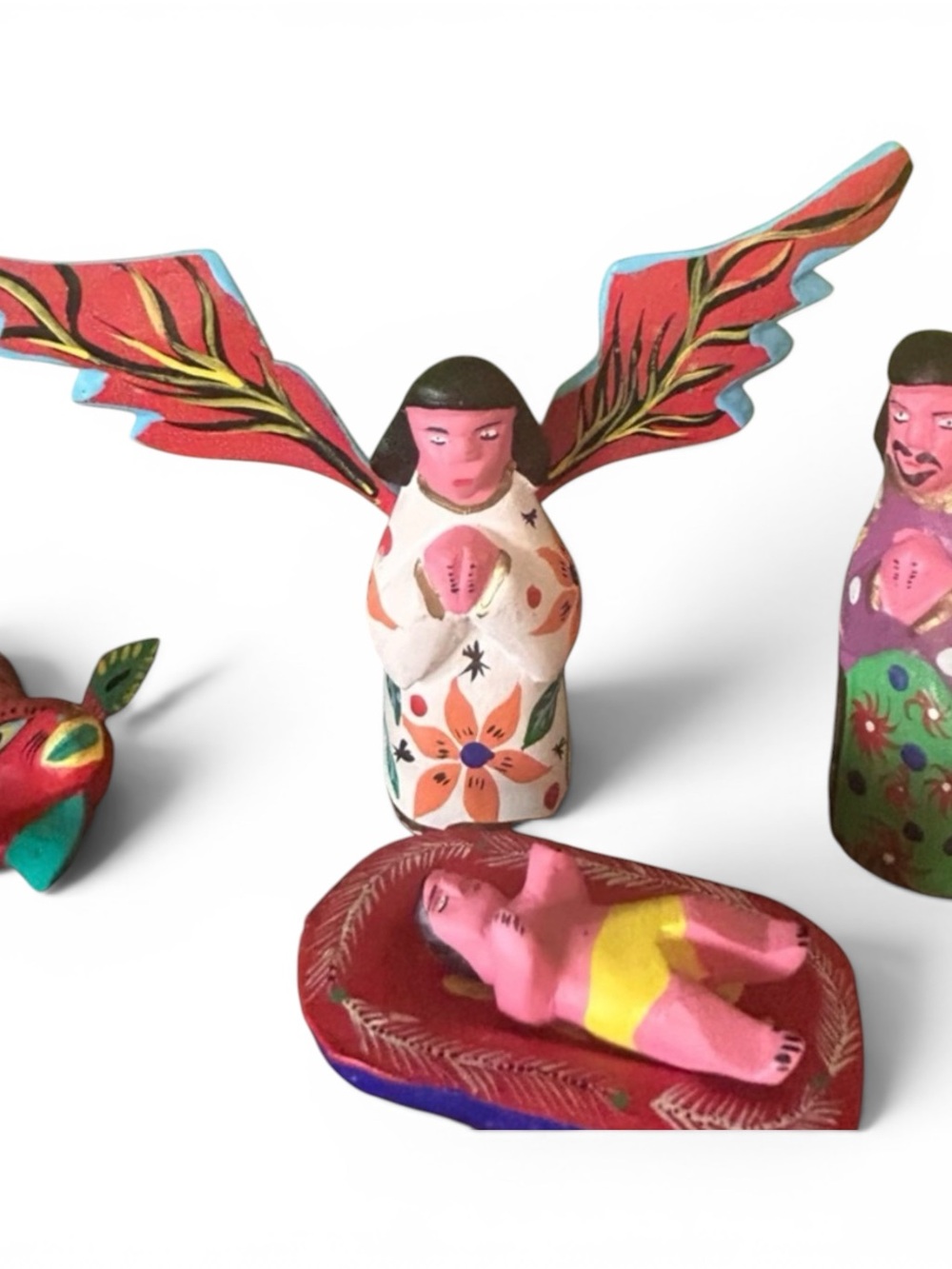Signed 13pc Rodrigo Melchor Ojeda Oaxacan Nativity Set Vintage Masterpiece